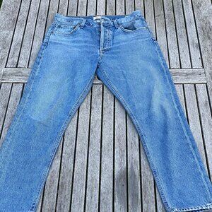 Talula x Agolde High Rise Taper Jeans Frayed Hems Light Wash Size 26